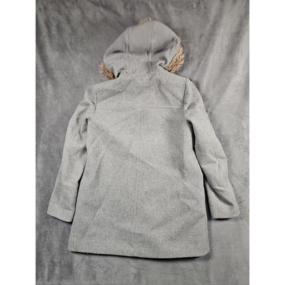 J.Crew Vail Faux Fur Trim Hooded Wool Blend Coat Womens 6 Grey E3931 - Picture 11 of 11